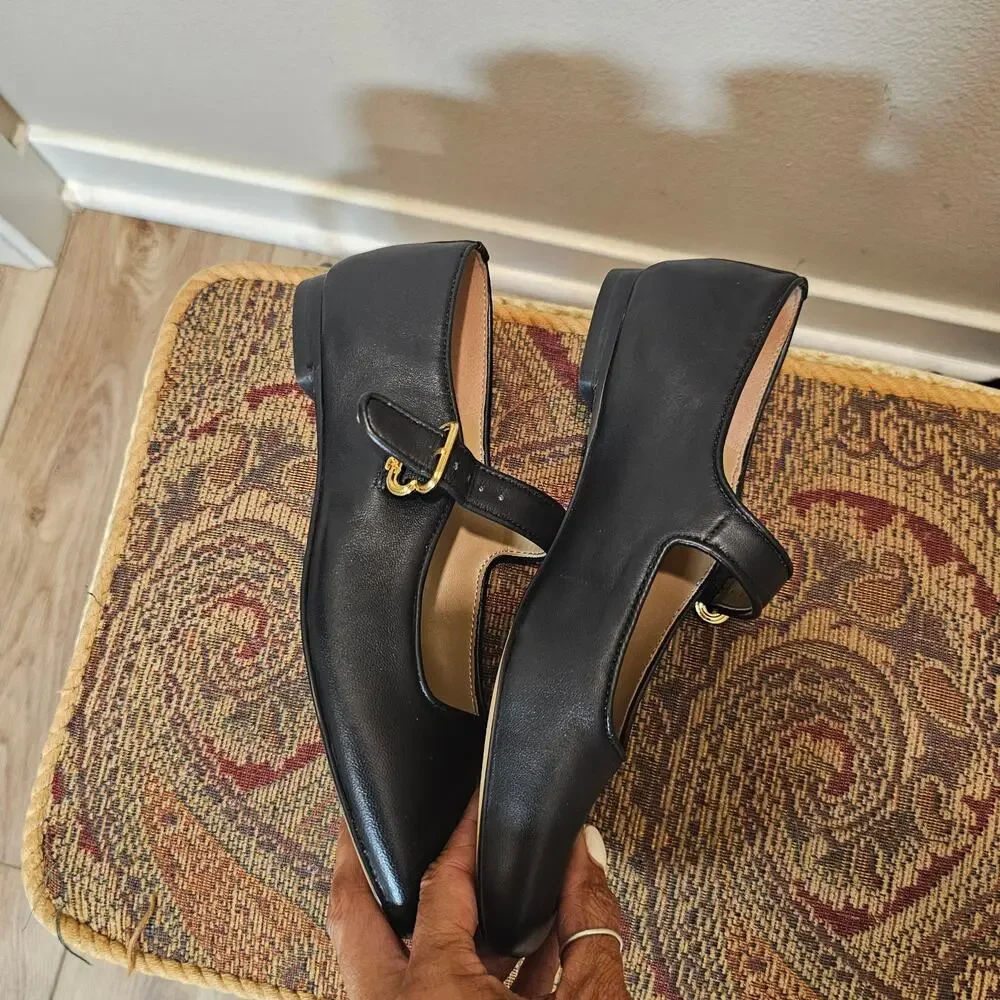 Sam Edelman Women's Michaela Black Leather Mary Jane Flats Size 7.5 - Picture 4 of 8